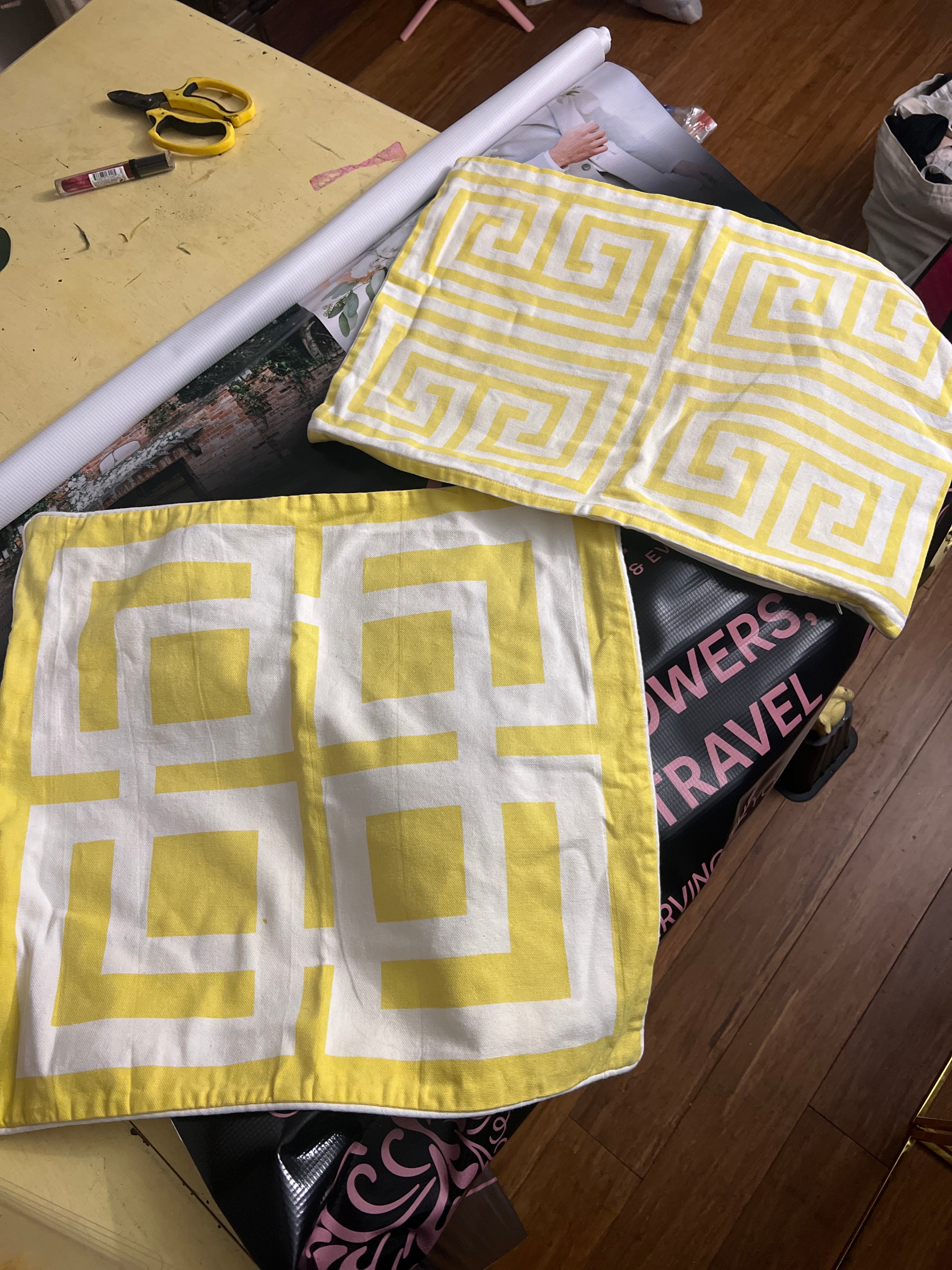 Throw pillow cover set (rectangle is 12x20, square is 20x20) sold as SET