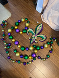SET - large size Mardi Gras beads/garland and glitter fleur de lis