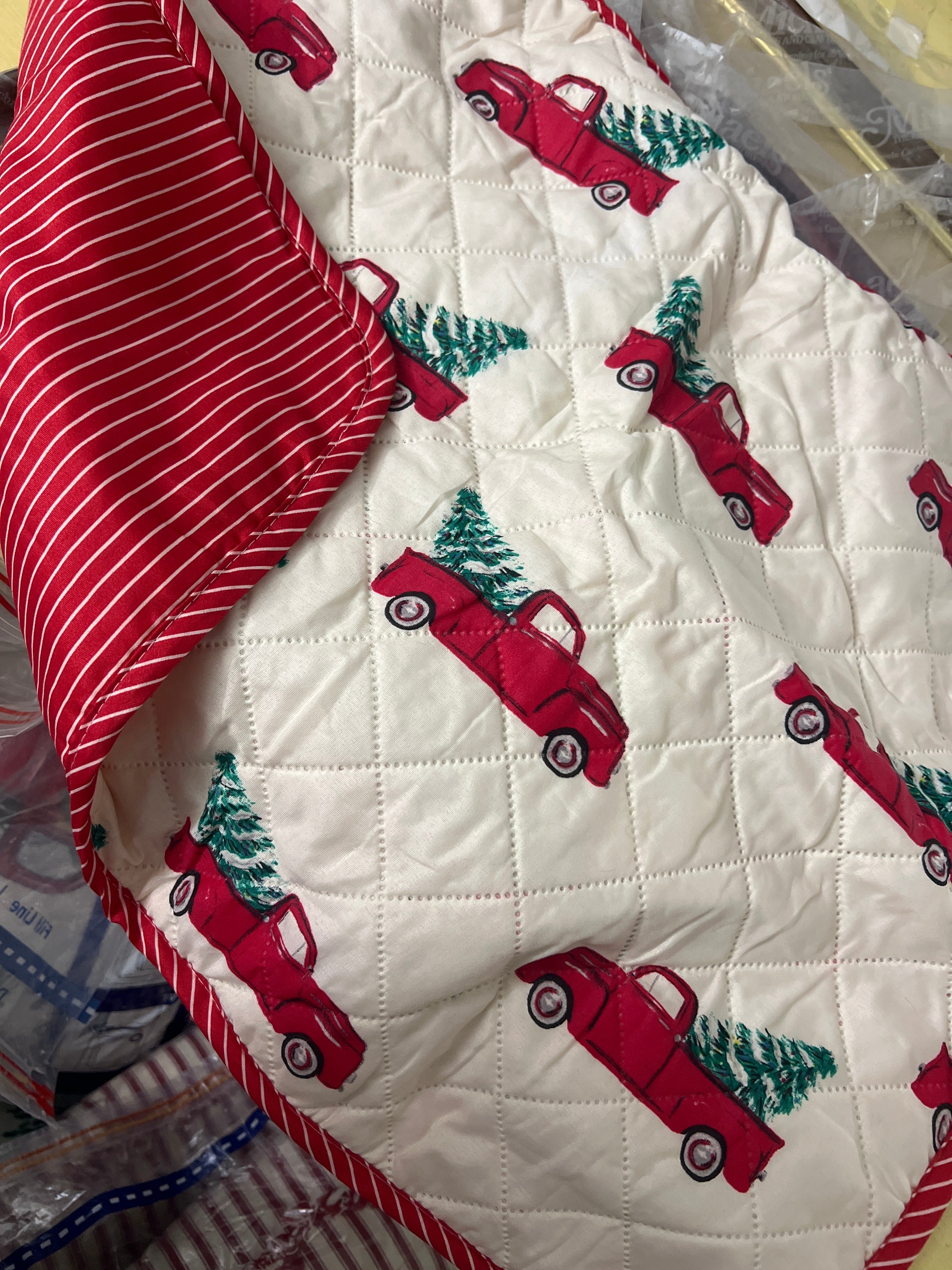 Truck Theme Queen Quilt Set: quilt, 2 pillow shams, 2 pillow cases, throw pillow, sheets
