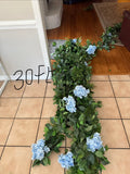 Permanent Botanical Garland with Blue Hydrangeas- 30ft