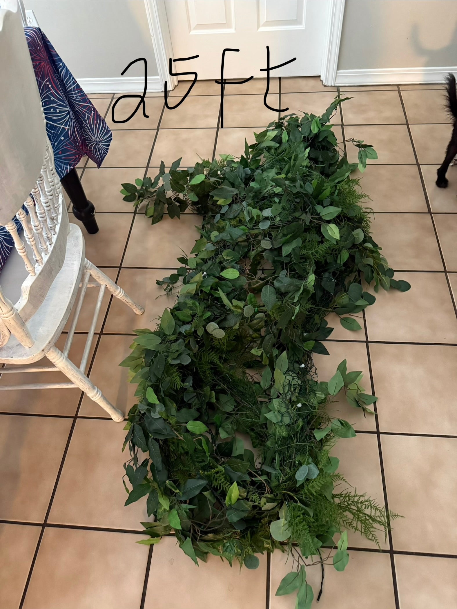 Greenery Permanent Botanical Garland with Lights-25ft Long