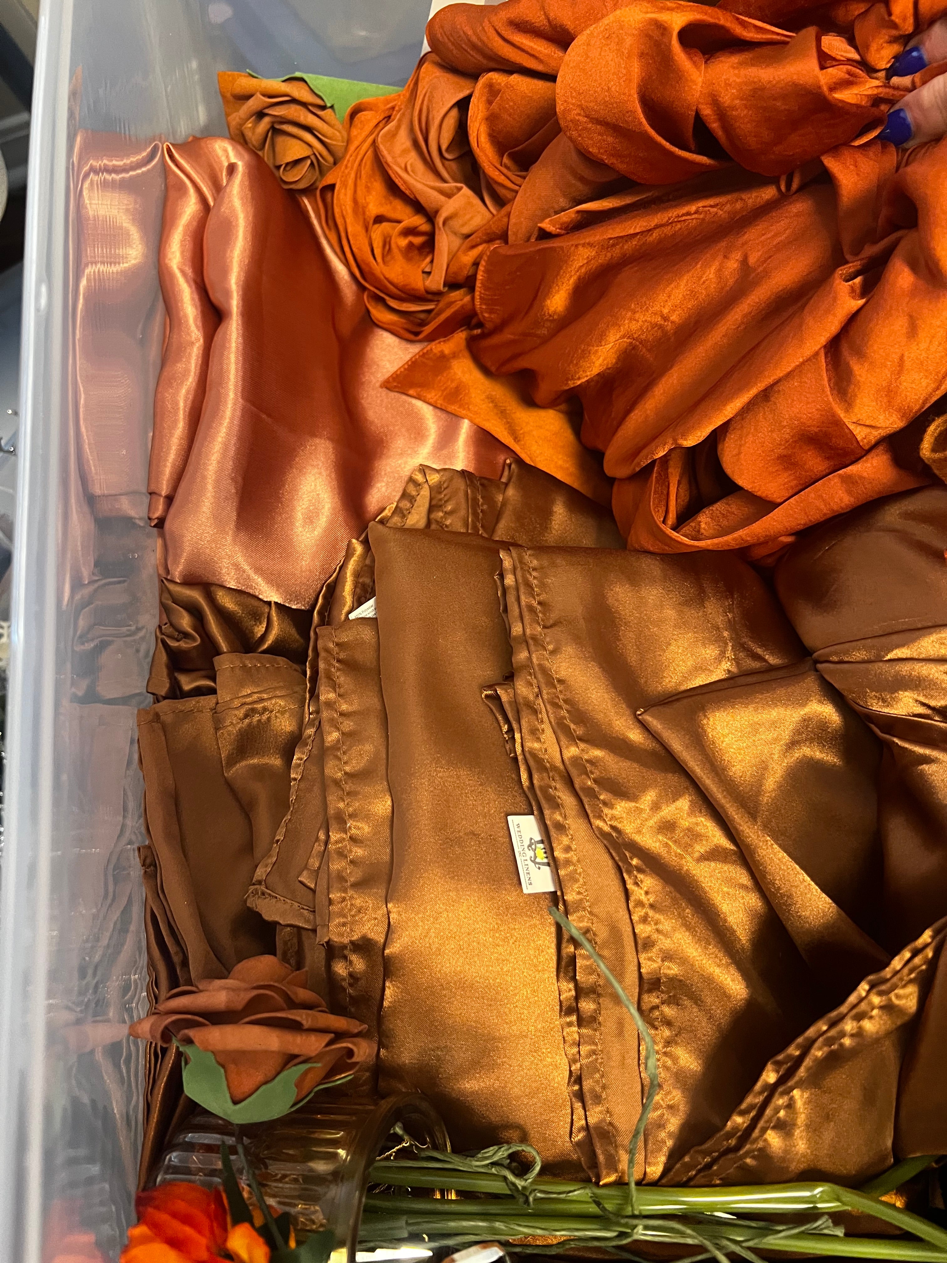 LOT of Rust/Tan/Fall Colored Permanent Botanicals and Satin Fabric