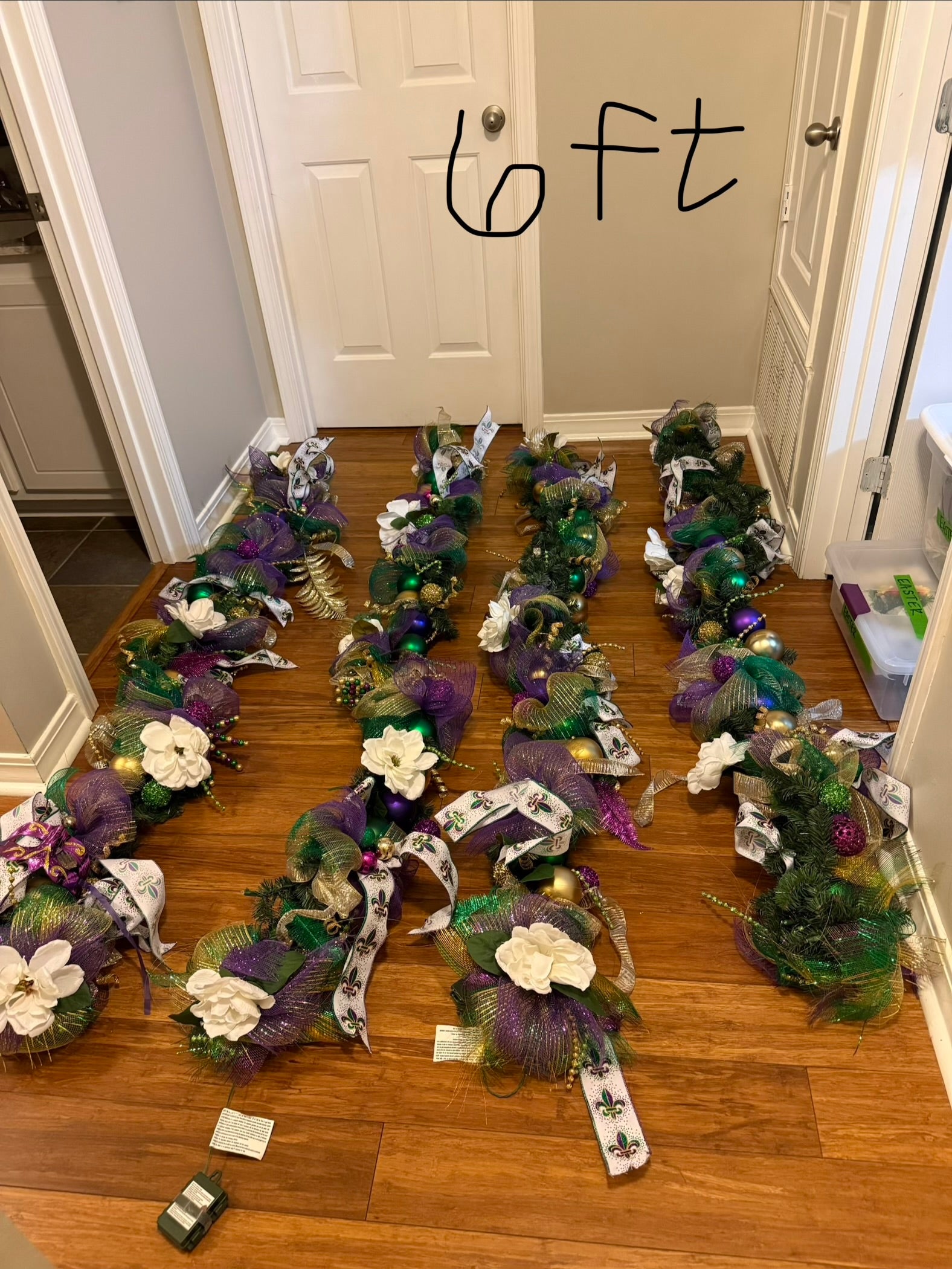 Mardi Gras Custom Made Garland-6ft with lights