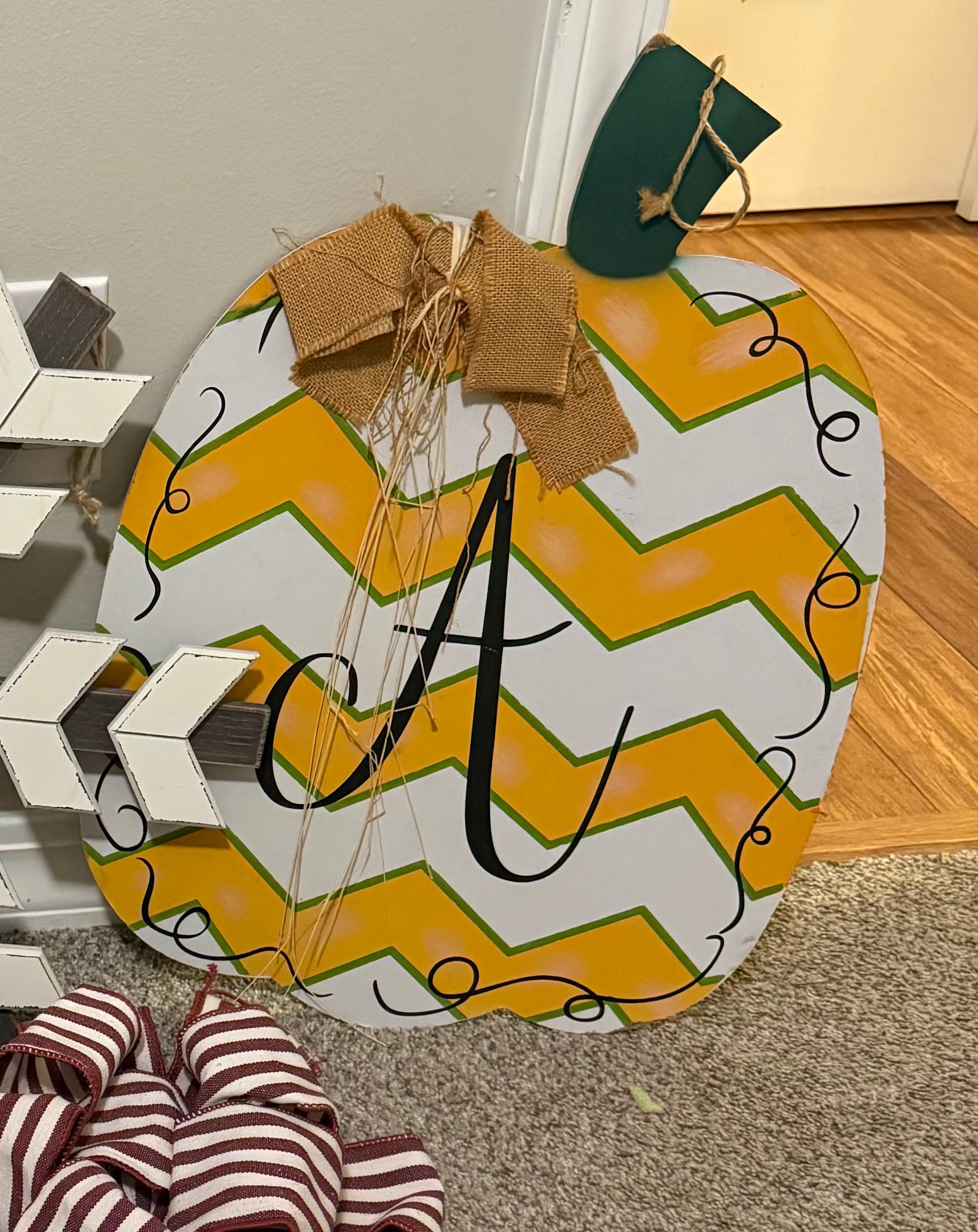 Pumpkin Door Sign with "A"