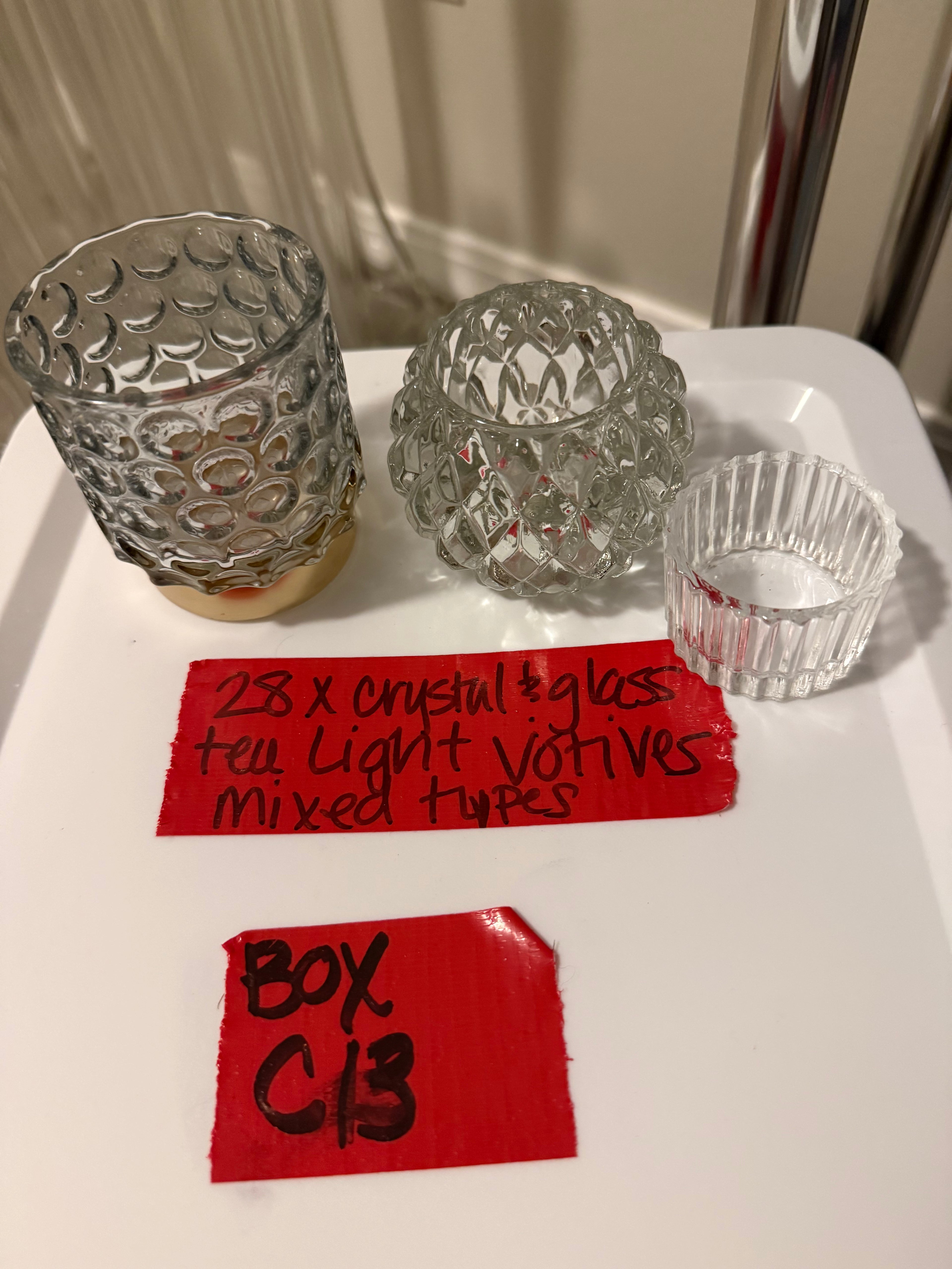 Glass Assorted Box Tealight Votives- set of 28